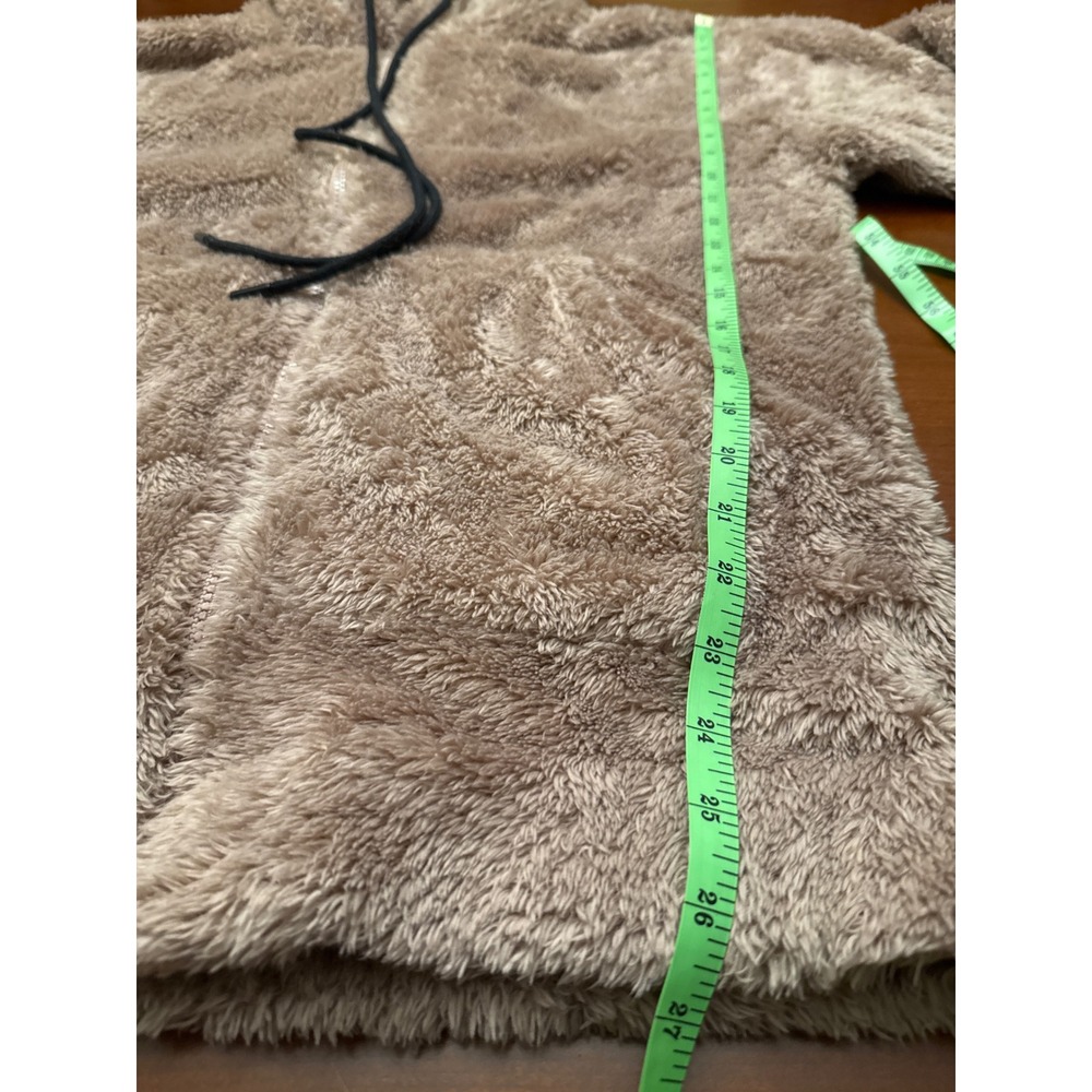 YoungLA‎ fuzzy teddy hoodie Small light pink tan full zip oversized EUC jacket - Picture 9 of 12